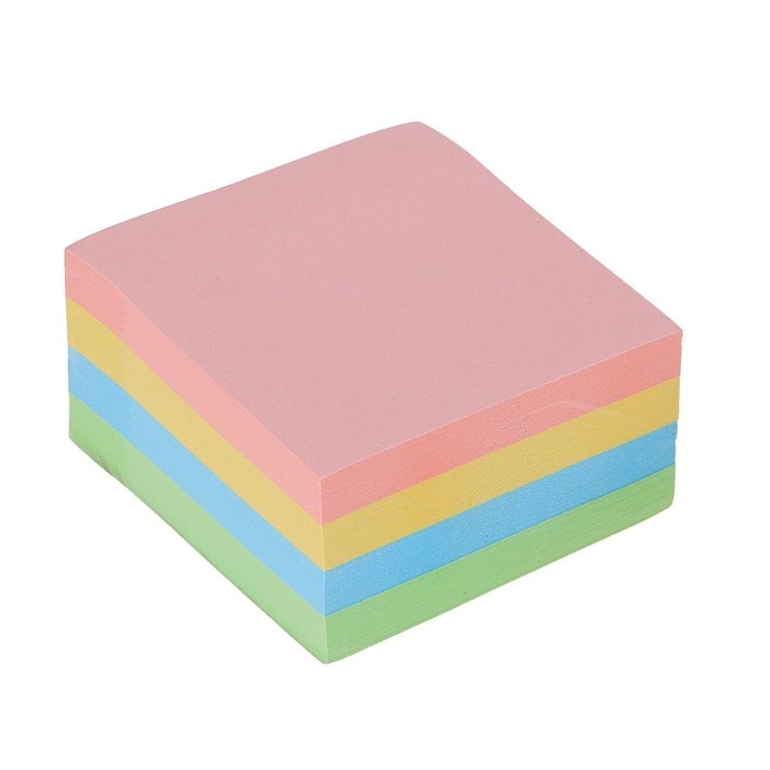 Блок с липким краем, 76 х 76 мм, 400 листов, пастель, 4 цвета, МИКС Блок с липким краем, 76 х 76 мм, 400 листов, пастель, 4 цвета, МИКС