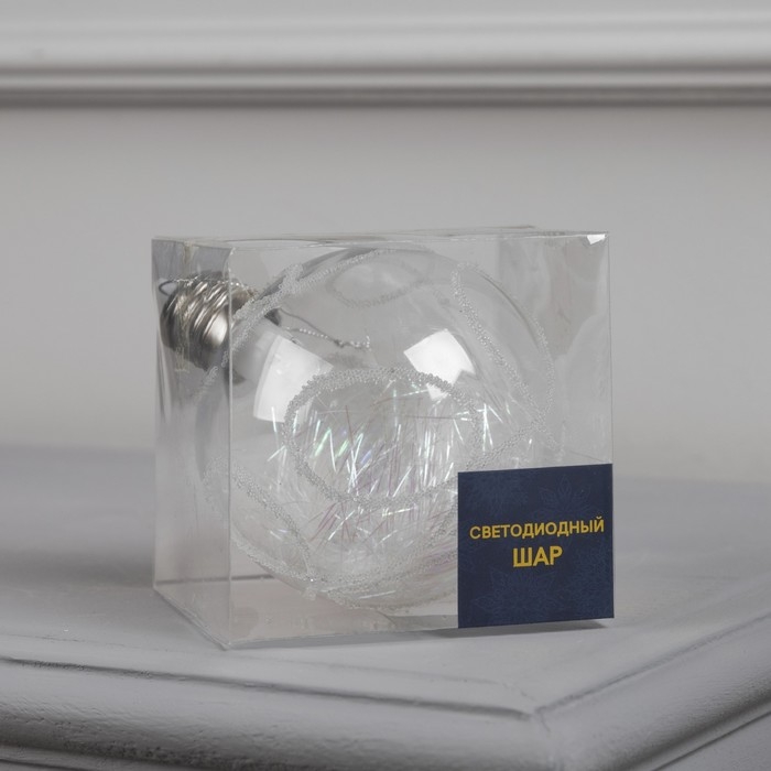 Ёлочный шар «Ледяной узор», батарейки, 1 LED, свечение RGB Ёлочный шар «Ледяной узор», батарейки, 1 LED, свечение RGB