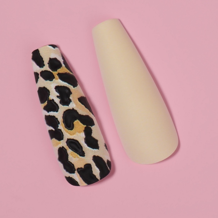 Ногти накладные с кл пластинами 12шт Leopard балерина беж/желт/чёрн к/кор QF Ногти накладные с кл пластинами 12шт Leopard балерина беж/желт/чёрн к/кор QF