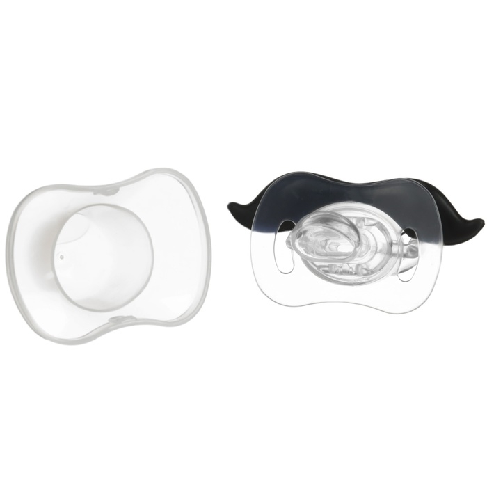 Соска - пустышка силиконовая ортодонтическая «Котик», от 0 мес., с колпачком, цвет черный