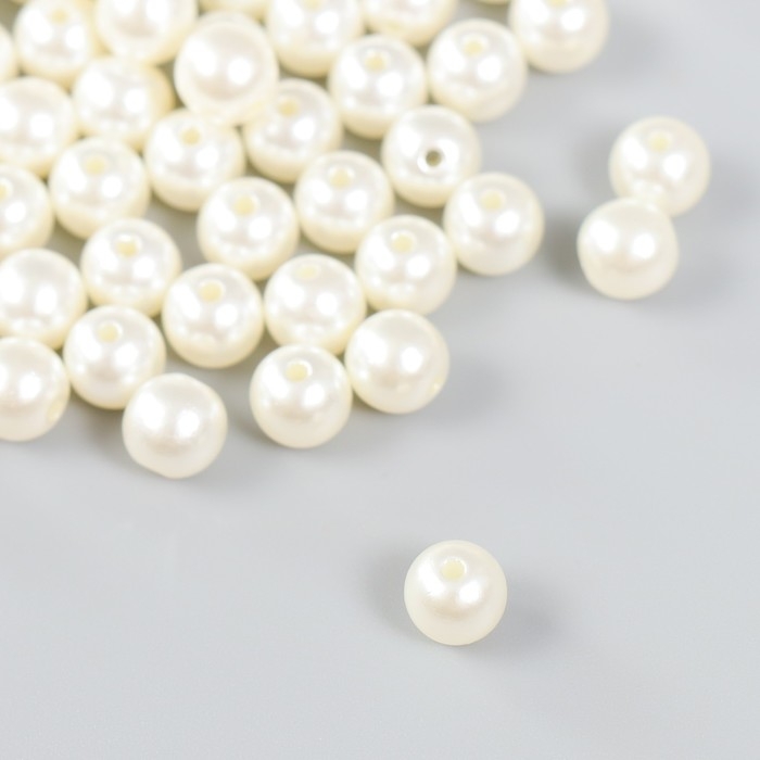 Набор бусин Набор бусин "Рукоделие" пластик, диаметр 8 мм, 25 гр, молочный