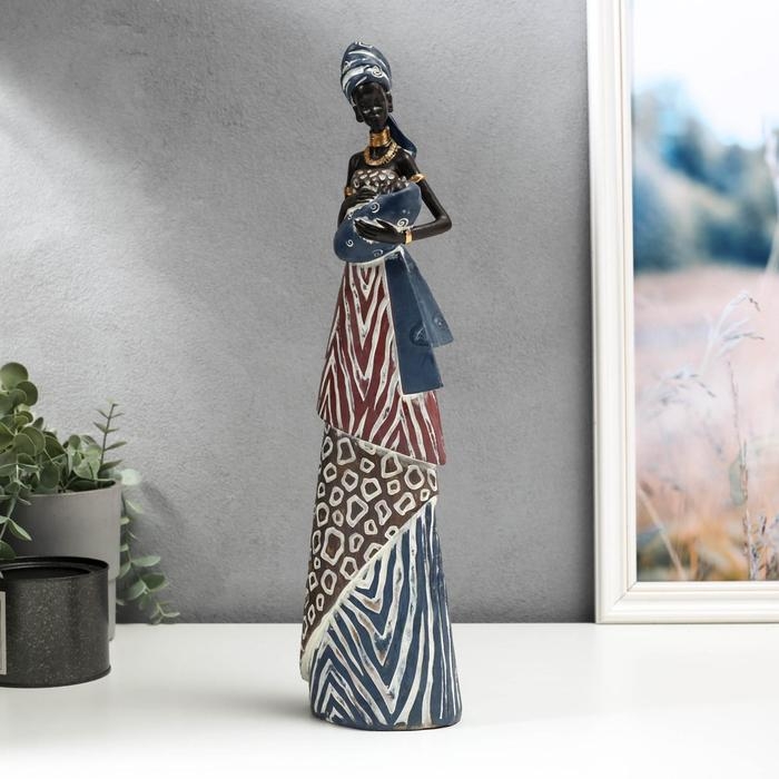 Сувенир полистоун  Сувенир полистоун "Африканка с младенцом в наряде под зебру" 43,5х8х11,5 см