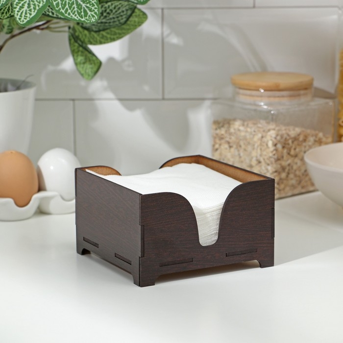 Салфетница деревянная «Мокко», без гравировки, с салфетками, цвет шоколадный Салфетница деревянная «Мокко», без гравировки, с салфетками, цвет шоколадный