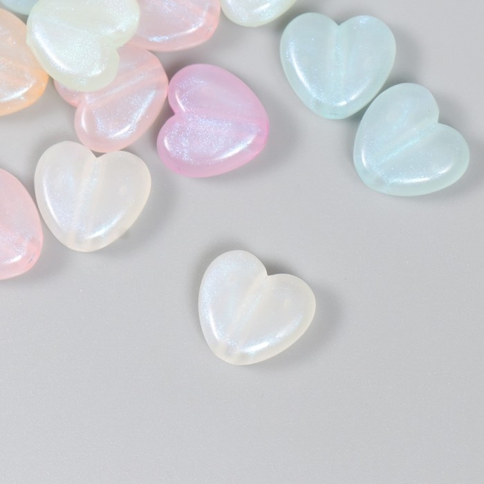 Бусины для творчества пластик Бусины для творчества пластик "Сердечки. Блеск" набор 20 гр 1,9х2х0,9 см