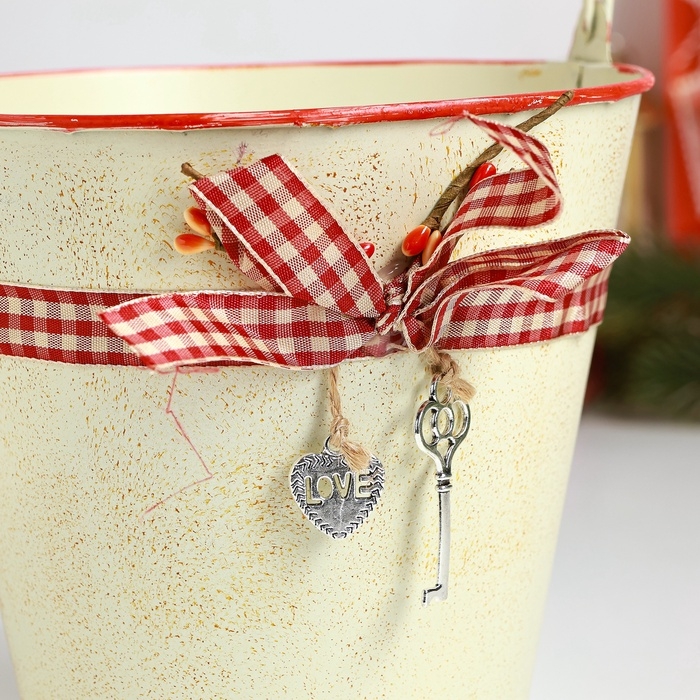 Кашпо Кашпо "Ведерко Рустад" бежевое, 15х15х14см