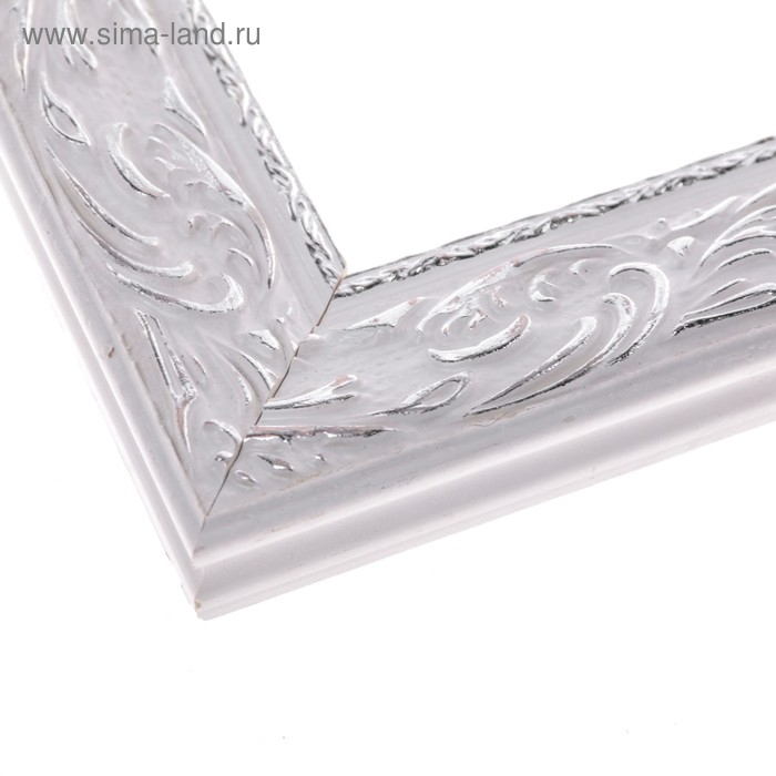 Рама для картин (зеркал) 50 х 60 х 4 см, дерево Рама для картин (зеркал) 50 х 60 х 4 см, дерево "Версаль", бело-серебристая