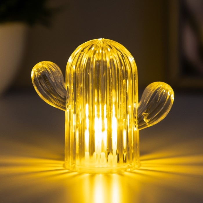 Ночник Ночник "Кактус" LED 1Вт 3х AG10 прозрачный 5,5х6х11см RISALUX