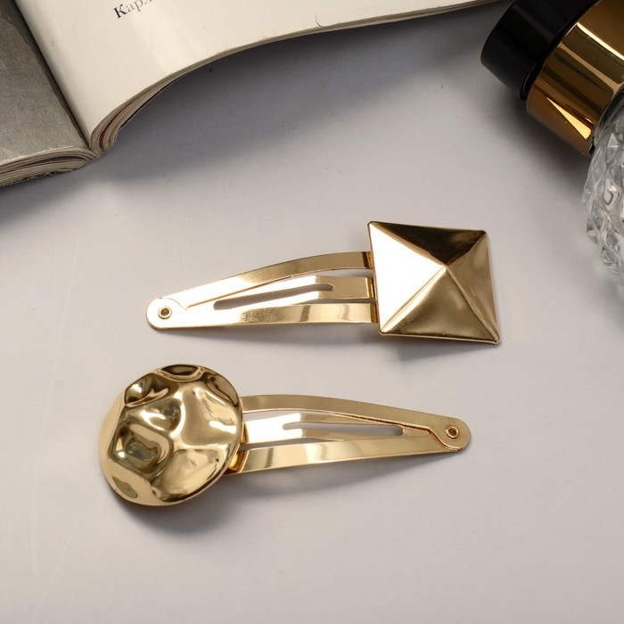 Невидимка для волос  Невидимка для волос "Аманда" (набор 2 шт) круг куб, 6,5 см, золото