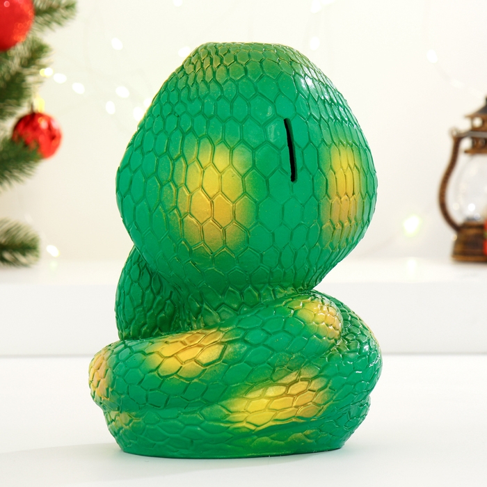 Копилка Копилка "Змея с подковой" зеленая, 21см