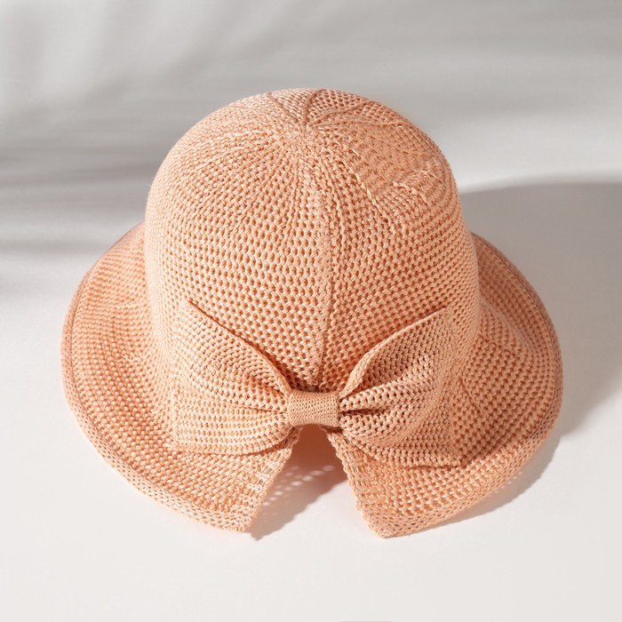 Шляпа для девочки MINAKU с бантом, цвет розовый, р-р 50-52 Шляпа для девочки MINAKU с бантом, цвет розовый, р-р 50-52
