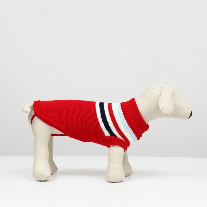 Свитер  Свитер "Полоски", S (ДС 23, ОШ 23, ОГ 26-45 см), красный