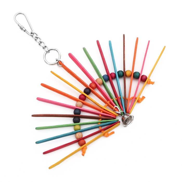 Игрушка для птиц "Веер" с колокольчиком, разноцветная, 20 х 20 см