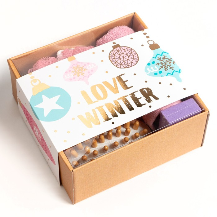 Новогодний подарочный набор  Новогодний подарочный набор "Love winter", полотенце 30х60 см и банные аксессуары