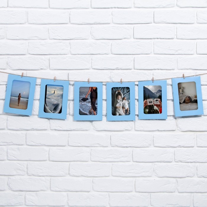 Гирлянда для фотографий с прищепками &laquo;Голубая&raquo;, 6 шт.
