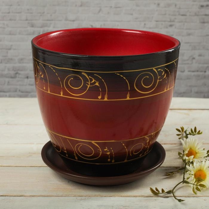 Горшок цветочный Сувенир 5л с поддоном, МИКС Горшок цветочный Сувенир 5л с поддоном, МИКС