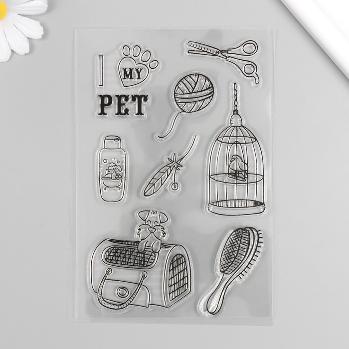 Штамп для творчества силикон Штамп для творчества силикон "Птица в клетке" 16х11 см