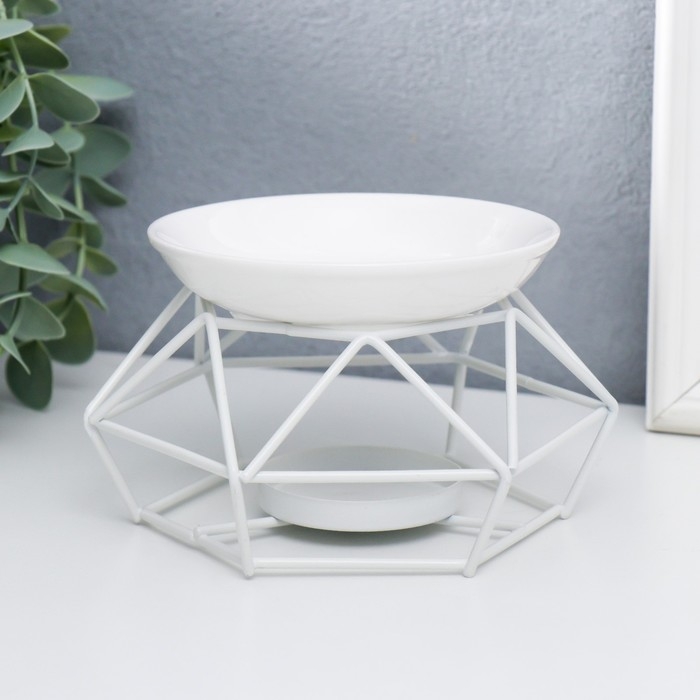 Аромалампа металл, керамика Аромалампа металл, керамика "Геометрия" белый 8х12х12 см