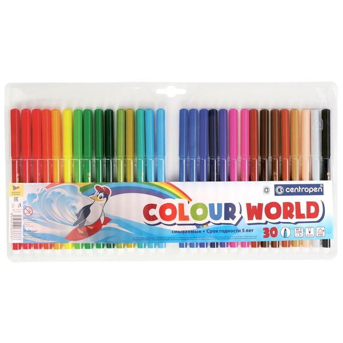 Фломастеры 30 цветов 2.0 мм Centropen 7550/ ТП Colour World, смываемые, европодвес, линия 1.0 мм Фломастеры 30 цветов 2.0 мм Centropen 7550/ ТП Colour World, смываемые, европодвес, линия 1.0 мм