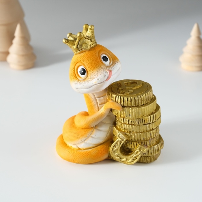 Копилка полистоун Копилка полистоун "Змейка в короне с монетками" 8х6,5х10 см