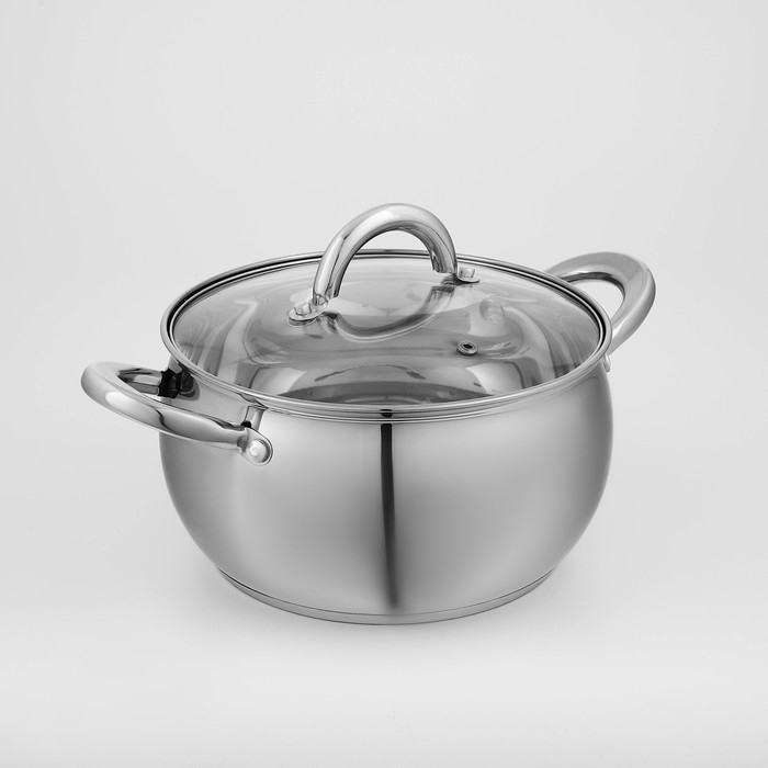 Кастрюля из нержавеющей стали Доляна «Гиперион», 3,5 л, d=20 см, с крышкой Кастрюля из нержавеющей стали Доляна «Гиперион», 3,5 л, d=20 см, с крышкой