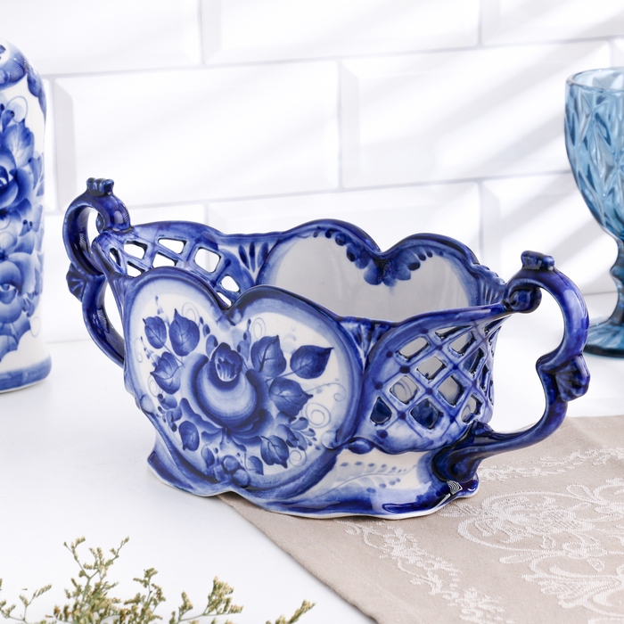 Фруктовница  Фруктовница "Версаль", 14 х 31 см, гжель