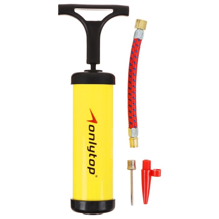 Насос для мячей ONLYTOP, 17 см, 2 насадки, шнур, цвета МИКС