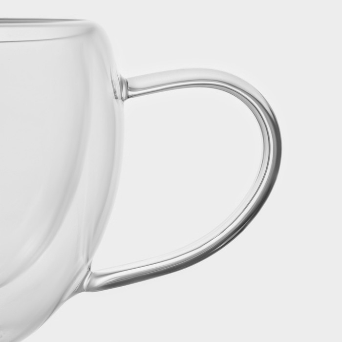 Набор стеклянных кружек с двойными стенками Magistro «Лиди», 250 мл, 13,5×10×7,5 см, 2 шт Набор стеклянных кружек с двойными стенками Magistro «Лиди», 250 мл, 13,5×10×7,5 см, 2 шт