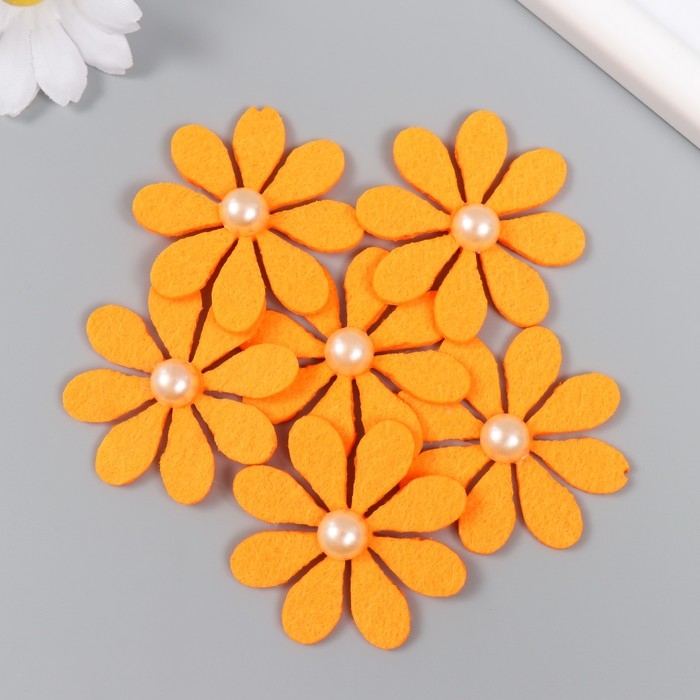 Заготовка из фоамирана Заготовка из фоамирана "Цветочки" оранжевые, фетр, 4,5 см х 4,5 см (набор 6 шт)