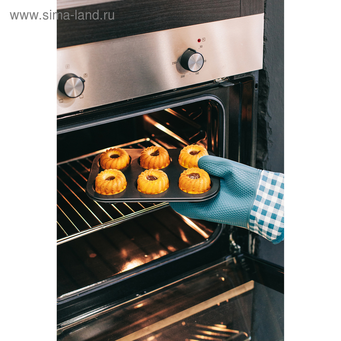 Рукавица для горячего с манжетой Доляна «Клетка», силикон, 27×18,5 см, цвет мятный Рукавица для горячего с манжетой Доляна «Клетка», силикон, 27×18,5 см, цвет мятный