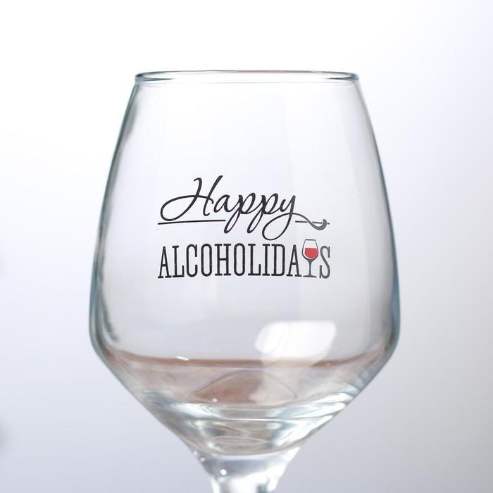 Бокал для вина «Алкохолидейс» 350 мл., деколь Бокал для вина «Алкохолидейс» 350 мл., деколь