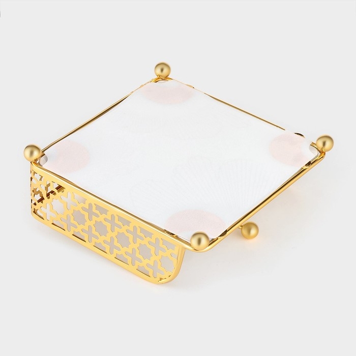 Салфетница «Рассвет», 15×15×6,5, цвет золотой Салфетница «Рассвет», 15×15×6,5, цвет золотой