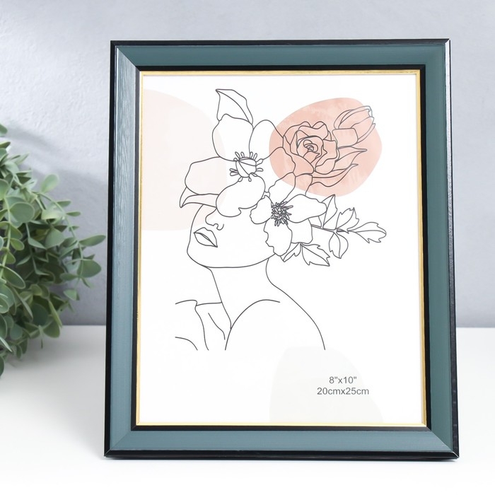 Фоторамка пластик 20х25 см Фоторамка пластик 20х25 см "Дуб синий" внутренняя золотая обводка 28,5х23,5 см