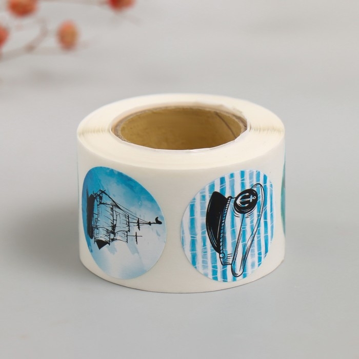 Наклейка бумага Наклейка бумага "Морская тематика" d=2,5 см 252 шт в рулоне