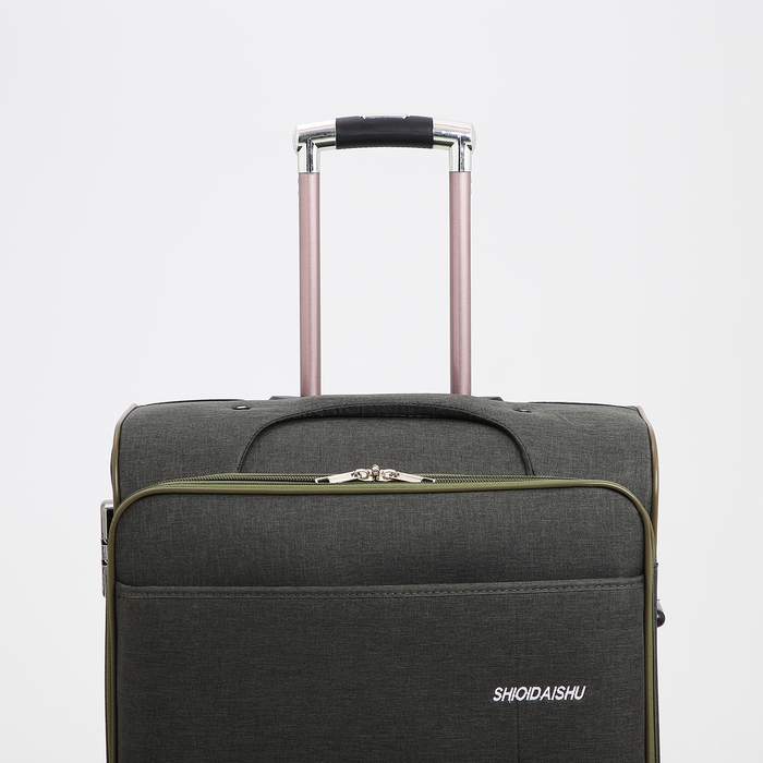 Чемодан большой 95 л (L), отдел на молнии, с расширением, кодовый замок, 3 колеса, 2 наружных кармана, цвет хаки Чемодан большой 95 л (L), отдел на молнии, с расширением, кодовый замок, 3 колеса, 2 наружных кармана, цвет хаки