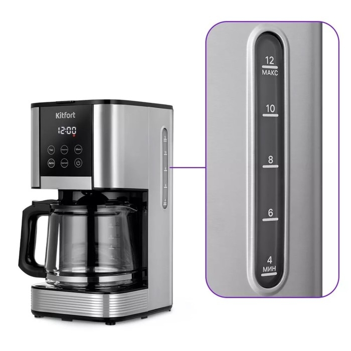 Кофеварка Kitfort КТ-7222, капельная, 1000 Вт, 1.5 л. Чёрно-серебристая Кофеварка Kitfort КТ-7222, капельная, 1000 Вт, 1.5 л. Чёрно-серебристая