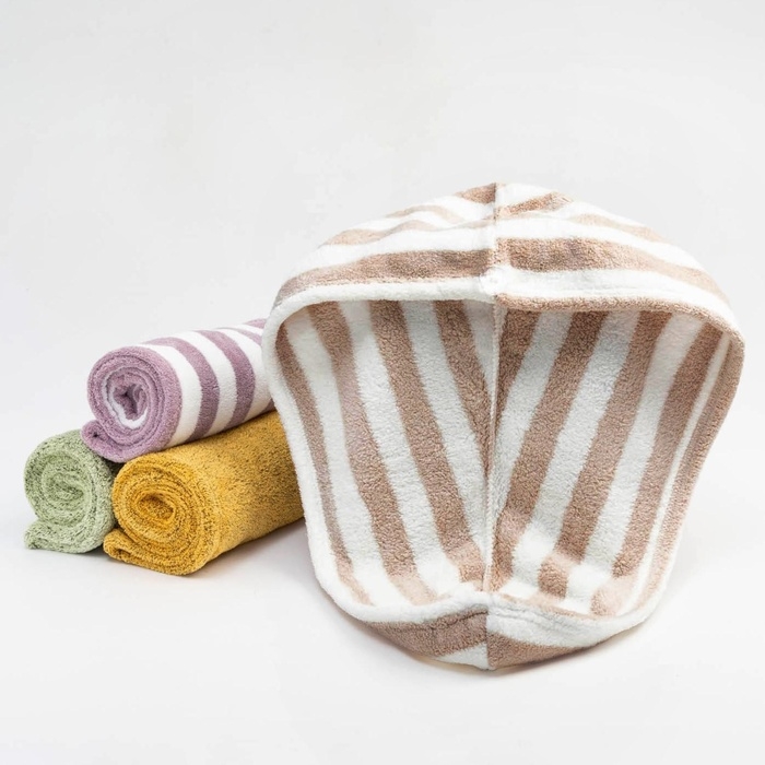 Чалма для сушки волос Этель «Полоски», цв.фиолетовый, 65*25 см, 100% п/э Чалма для сушки волос Этель «Полоски», цв.фиолетовый, 65*25 см, 100% п/э