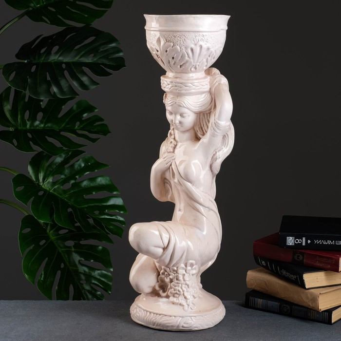 Фигура Фигура "Девушка сидя кашпо на голове" состаренный 0,8 л / 24х64х20см