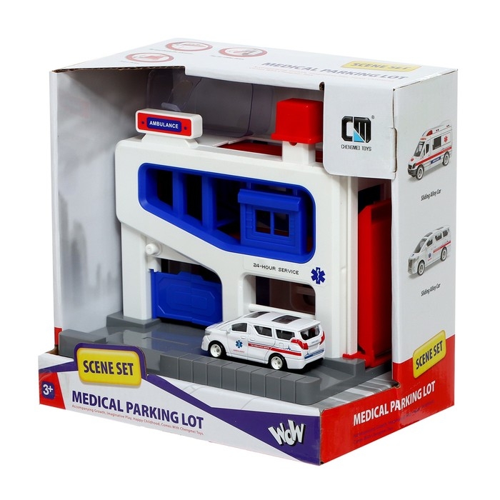 Парковка &laquo;Скорая&raquo;, подъёмный механизм, 1 машинка в комплекте, МИКС