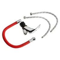 Смеситель для кухни ZEIN Z2113, однорычажный, гибкий излив, картридж 40 мм, красный/хром