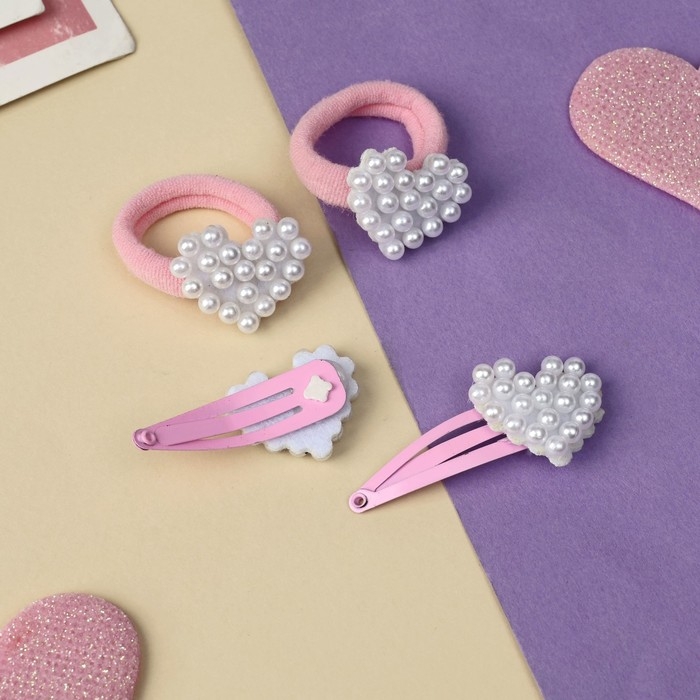 Набор для волос Набор для волос "Жаннет" (2 резинки, 2 невидимки) сердца