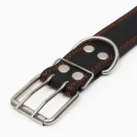 Ошейник безразмерный, 83&times;4.5 см, ОШ 20-71 см, на синтепоне, кожа, чёрный