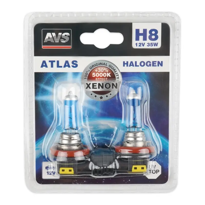 Галогенная лампа AVS ATLAS/5000К/ H8.12V.35W.блистер 2шт.