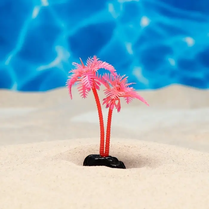 Растение для аквариума и террариума &laquo;Пальма&raquo;, светящееся, 10 см, красное