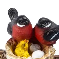 Садовая фигура из полистоуна &laquo;Гнездо со снегирями&raquo;, подвесная, 15&times;12&times;10 см