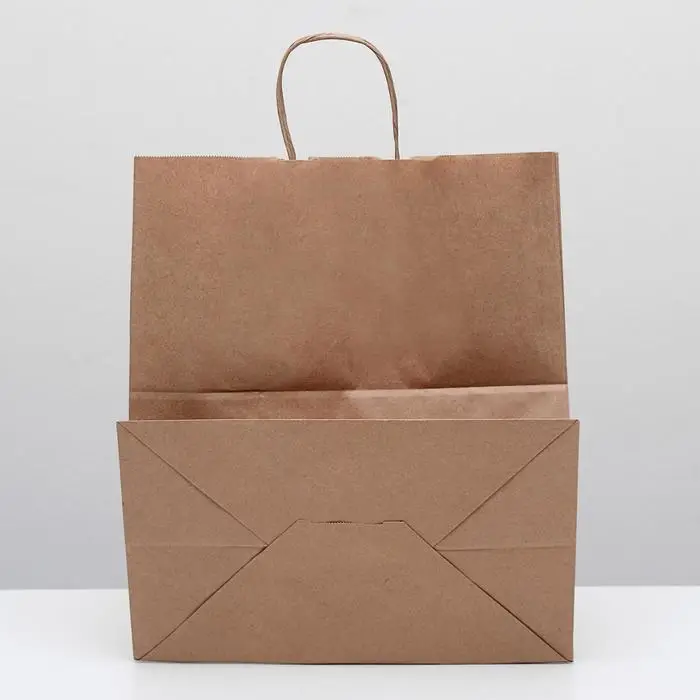Пакет крафт без печати, круглая ручка 32×18×37 см Пакет крафт без печати, круглая ручка 32×18×37 см