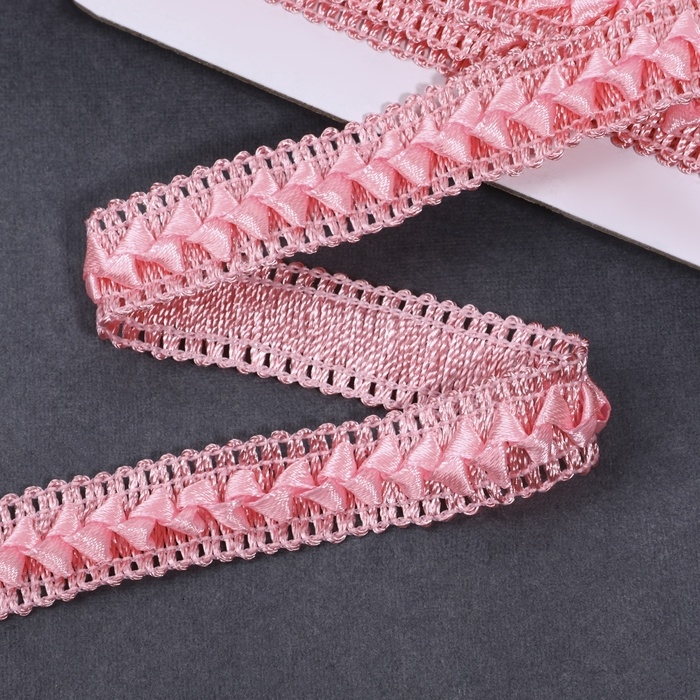 Тесьма декоративная «Самоса», 18 мм, 9,1 ± 0,5 м, цвет розовый Тесьма декоративная «Самоса», 18 мм, 9,1 ± 0,5 м, цвет розовый