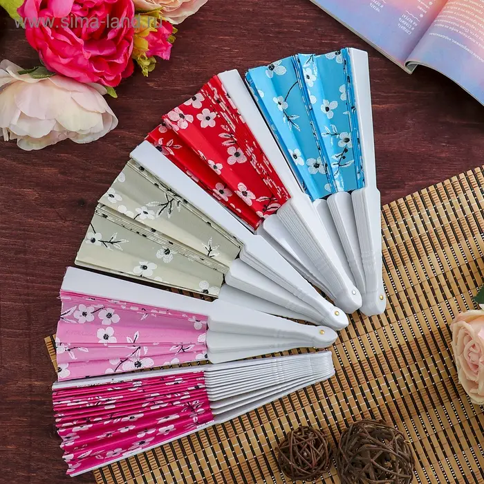 Веер складной &laquo;Сакура&raquo;, 23 см, МИКС