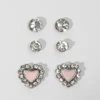 Пусеты 3 пары «Сердце», цвет МИКС Пусеты 3 пары «Сердце», цвет МИКС