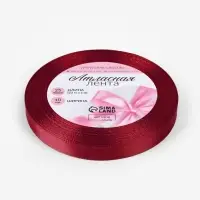 Лента атласная, 10 мм, 23&plusmn;1 м, бордовая №37