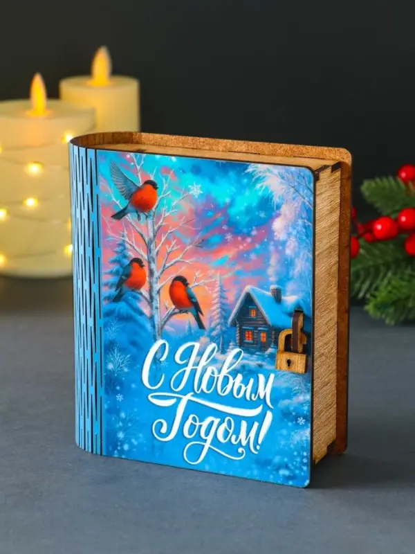 Новогодняя копилка-шкатулка Новогодняя копилка-шкатулка "С новым годом" 14х12х5 см